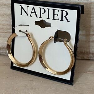 New Napier Shiny 1 inch Gold Hoop Earrings